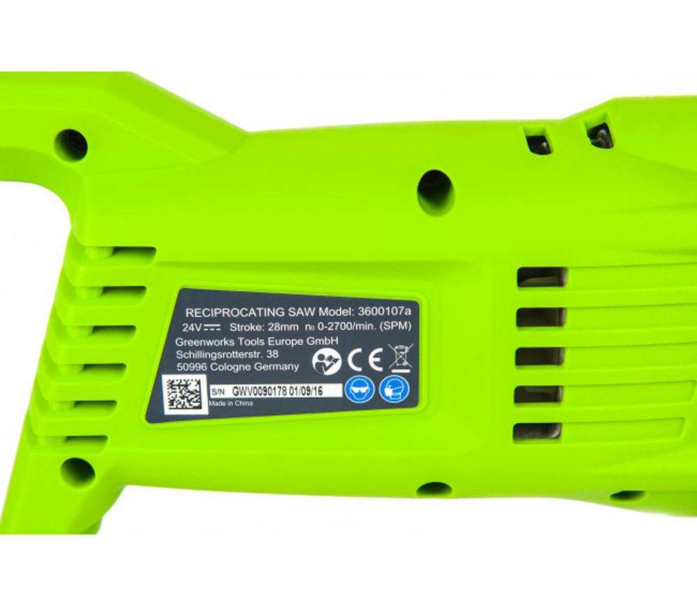 Fierăstrău sabie cu acumulator (fără bat) Greenworks G24RS 24V photo 0