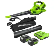 Suflantă cu acumulator Greenworks GD24X2BVK4X 9000l/min 2x24V 4Ah-2