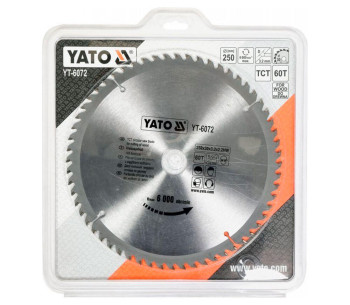 Пильный диск YATO YT6072 250мм 60T photo 0