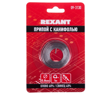 product Sârmă pentru sudură cu flux REXANT 09-3130 Staniu/Plumb 0.8mm 0.1kg