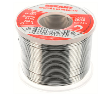 Sârmă pentru sudură cu flux REXANT 09-3312 Staniu/Plumb 0.8mm 0.25kg photo 0
