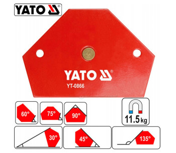 Магнитный уголок для сварки YATO YT0866 30/45/60/75/90/135 11.5kg photo 0