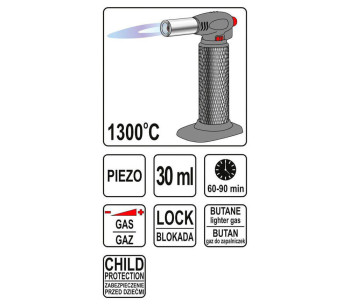 Газовая горелка с пьезоподжигом YATO YT36700 1300°C photo 3