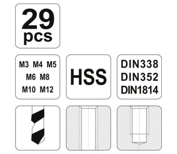 Set 29 extractoare și tarozi YATO YT2977 M3-M12 photo 2