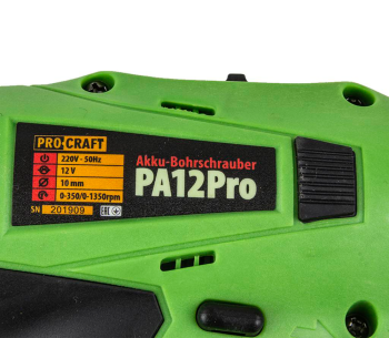 Шуруповёрт аккумуляторный ProCraft PA12PRO DFR 12В 2Ач photo 2
