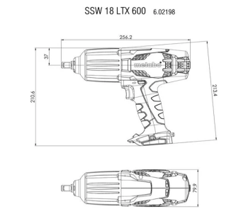 Mașină de înșurubat cu impact cu acumulator (fără bat) METABO SSW 18 LTX 600 900Nm photo 4