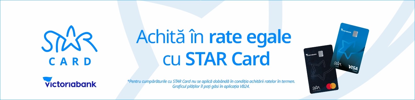 Cardul de cumpărături care te răsplătește: cashback în Puncte STAR la fiecare plată, achitare în rate fără dobândă.