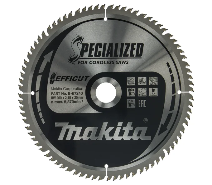 Disci pentru fierastraie electrice MAKITA B-67240 260 mm 2.15 mm Lemn-1