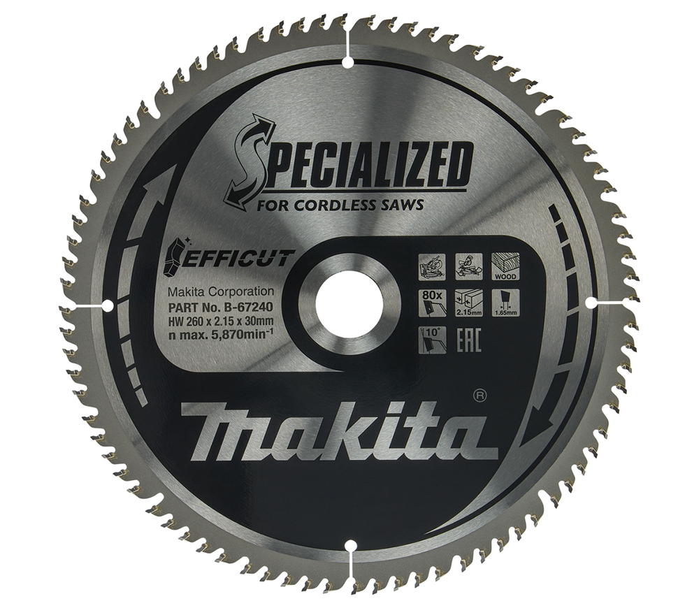 Disci pentru fierastraie electrice MAKITA B-67240 260 mm 2.15 mm Lemn