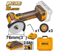 Угловая шлифмашина аккумуляторная INGCO CAGLI207625 76 мм 20 В 2 Ач-2