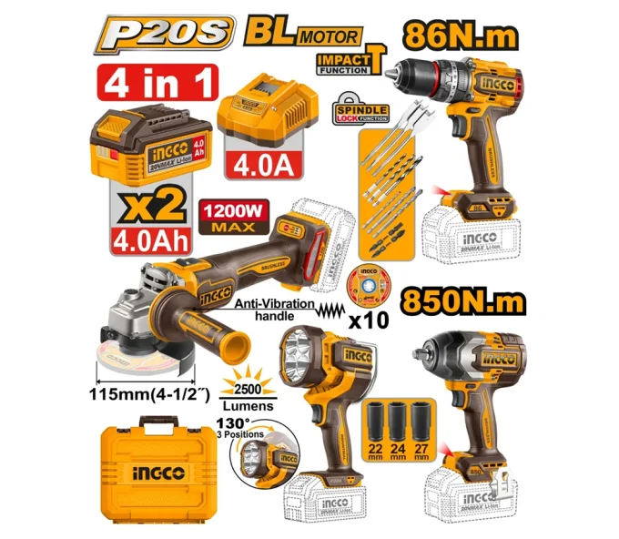 Set de unelte cu acumulator INGCO COSLI251192-1