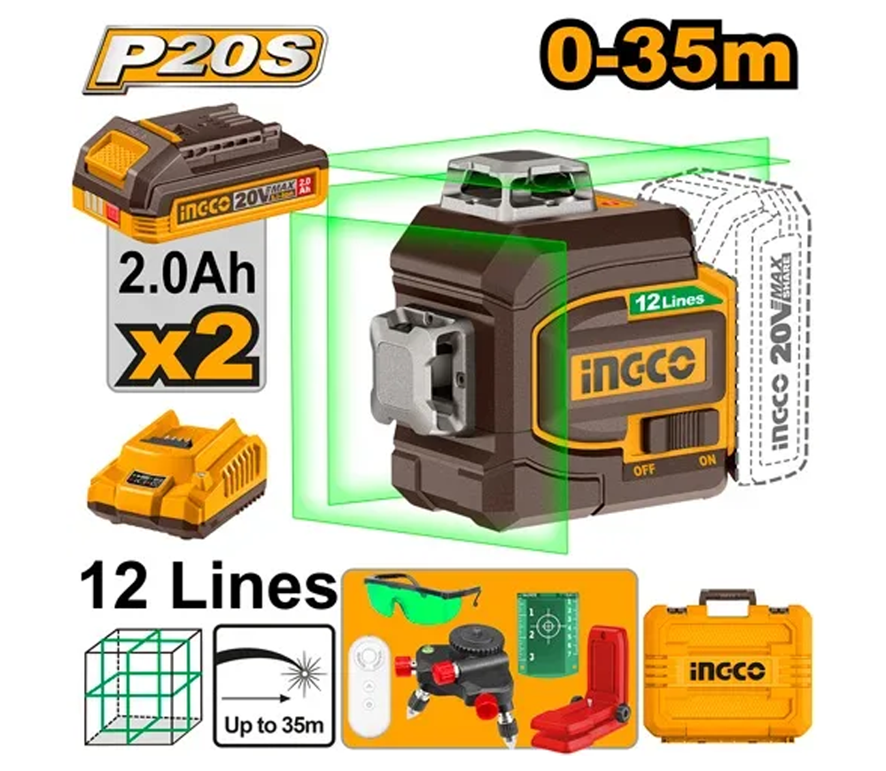Nivelă cu laser INGCO HLL3012165 HLL3012165 3 fascicole 35 m