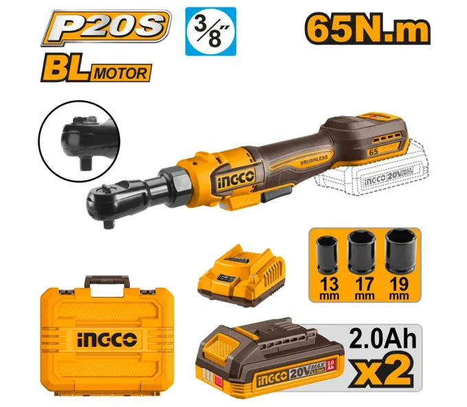 Cheie cu clichet fără fir INGCO CDRLI20652 20 V 2 Ah 65 Nm-1