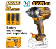 Mașină de înșurubat cu impact cu acumulator (fără bat) INGCO CIWLI20851 20 V 1000 Nm-3