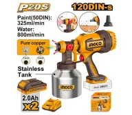 Краскопульт аккумуляторный INGCO CSGLI200414 20 В 2 Ач 0.2 бар-1