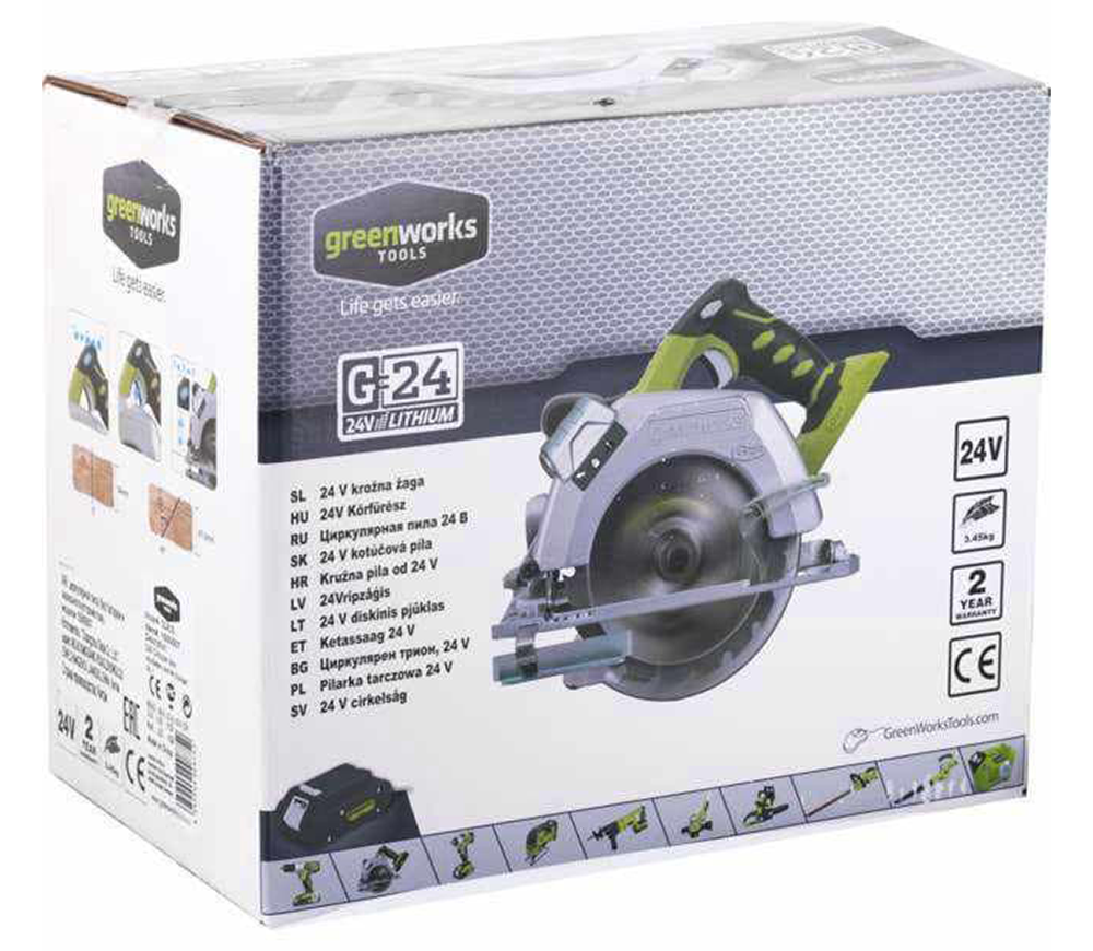 Fierăstrău circular cu acumulator (fără bat) Greenworks G24CS 165 mm 24 V-2