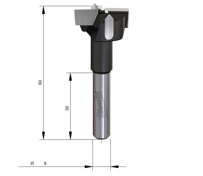 Freză pentru balamale MILWAUKEE Rtr B. S8 25 mm-2