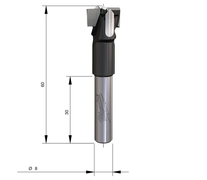 Freză pentru balamale MILWAUKEE Rtr B. S8 15 mm-2