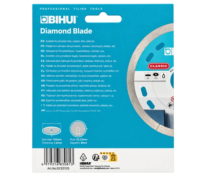 Disc de tăiat cu diamant BIHUI CLASSIC DCES125 125 mm Segmentat Ceramică, Gresie porțelanată-2