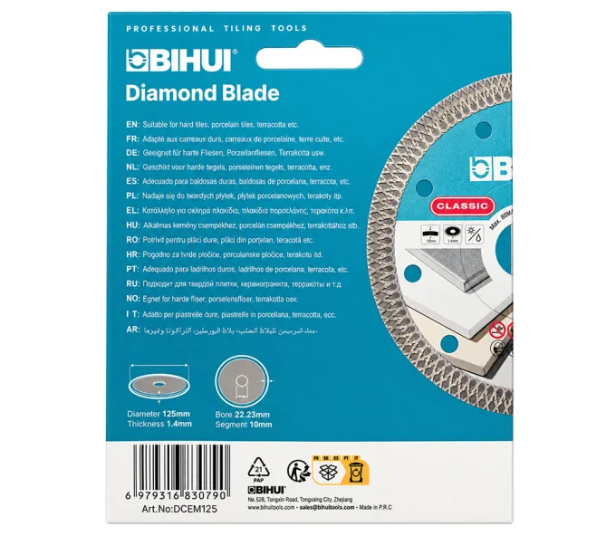 Disc de tăiat cu diamant BIHUI DCEM125 12 mm Turbo Ceramică, Gresie porțelanată-3