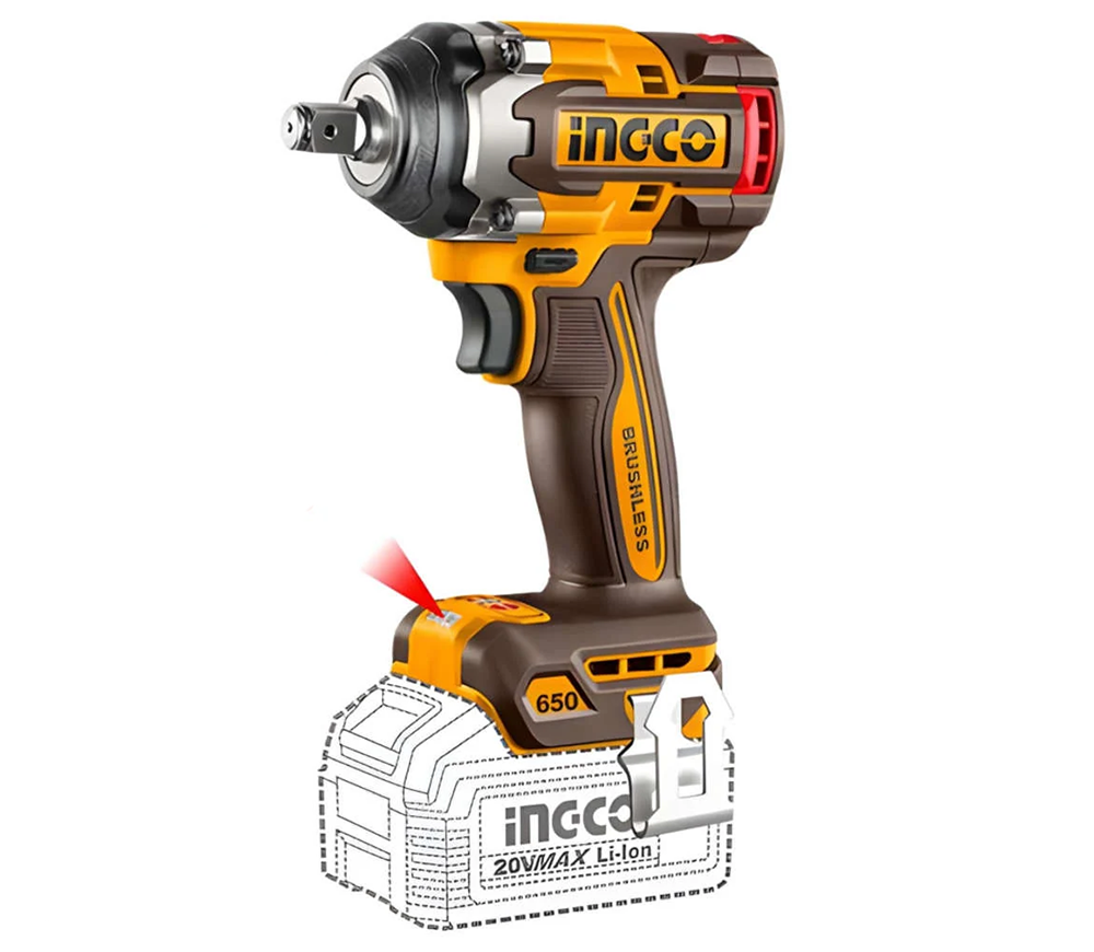 Mașină de înșurubat cu impact cu acumulator INGCO CIWLI2065 20 V 4 Ah 800 Nm