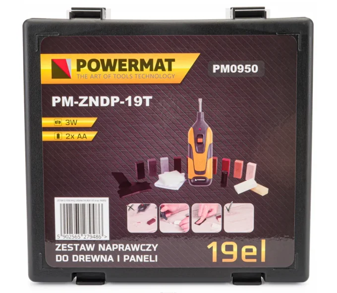 Набор для ремонта ламината и мебели POWERMAT PM-ZNDP-19T с воском 18 предметов-6
