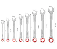 Set 8 chei combinate cu clichet BOSCH 1600A03AG5 8-19 mm-4