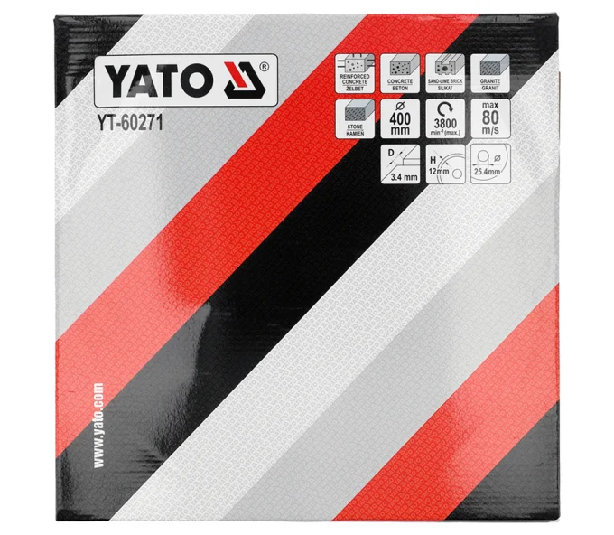 Disc de tăiat cu diamant YATO YT60271 400 mm Segmentat Piatră, Beton, Granit, Cărămidă, Asfalt, Beton celular-4