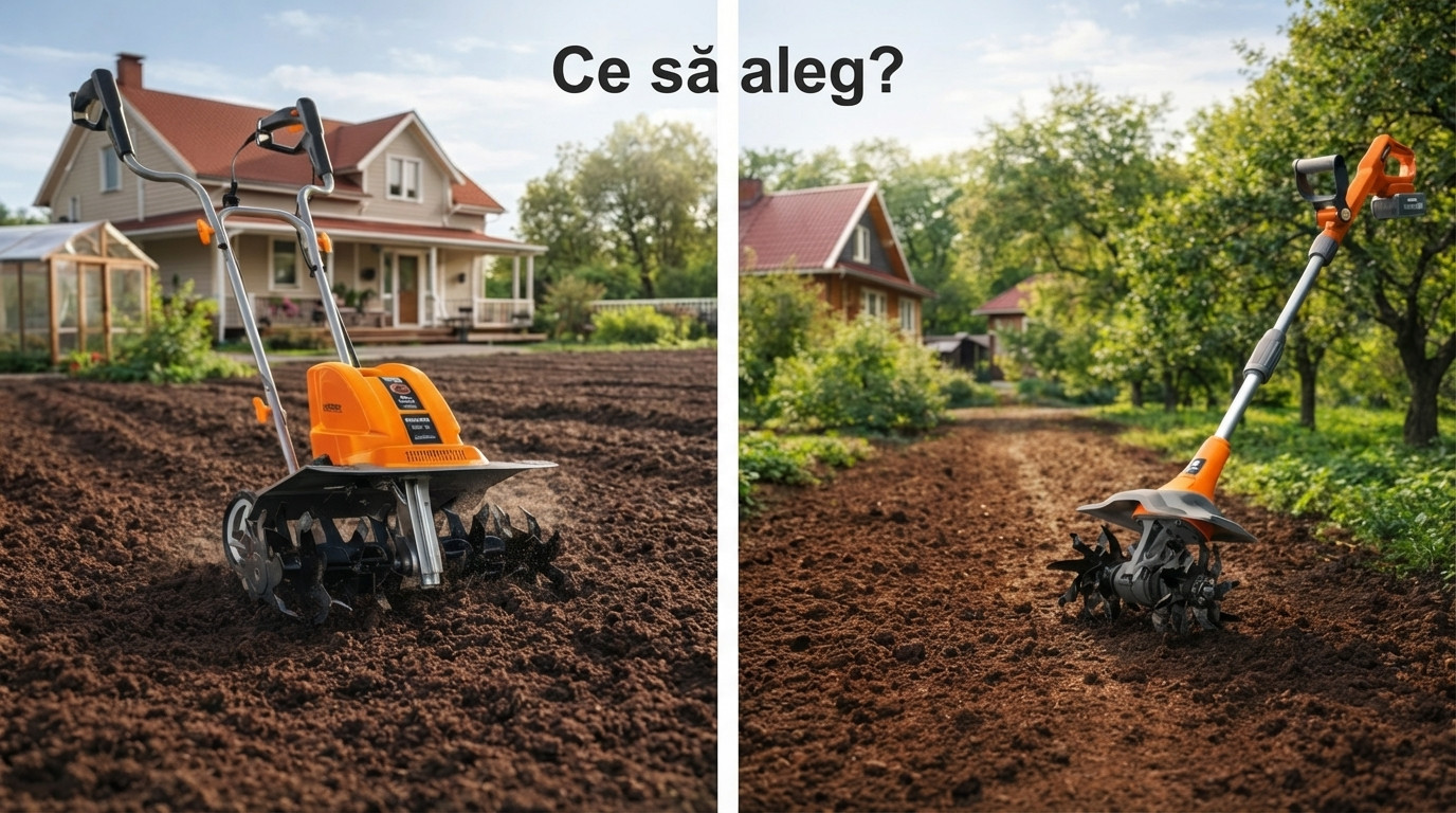 Cultivator electric / cu acumulator în prim-plan
