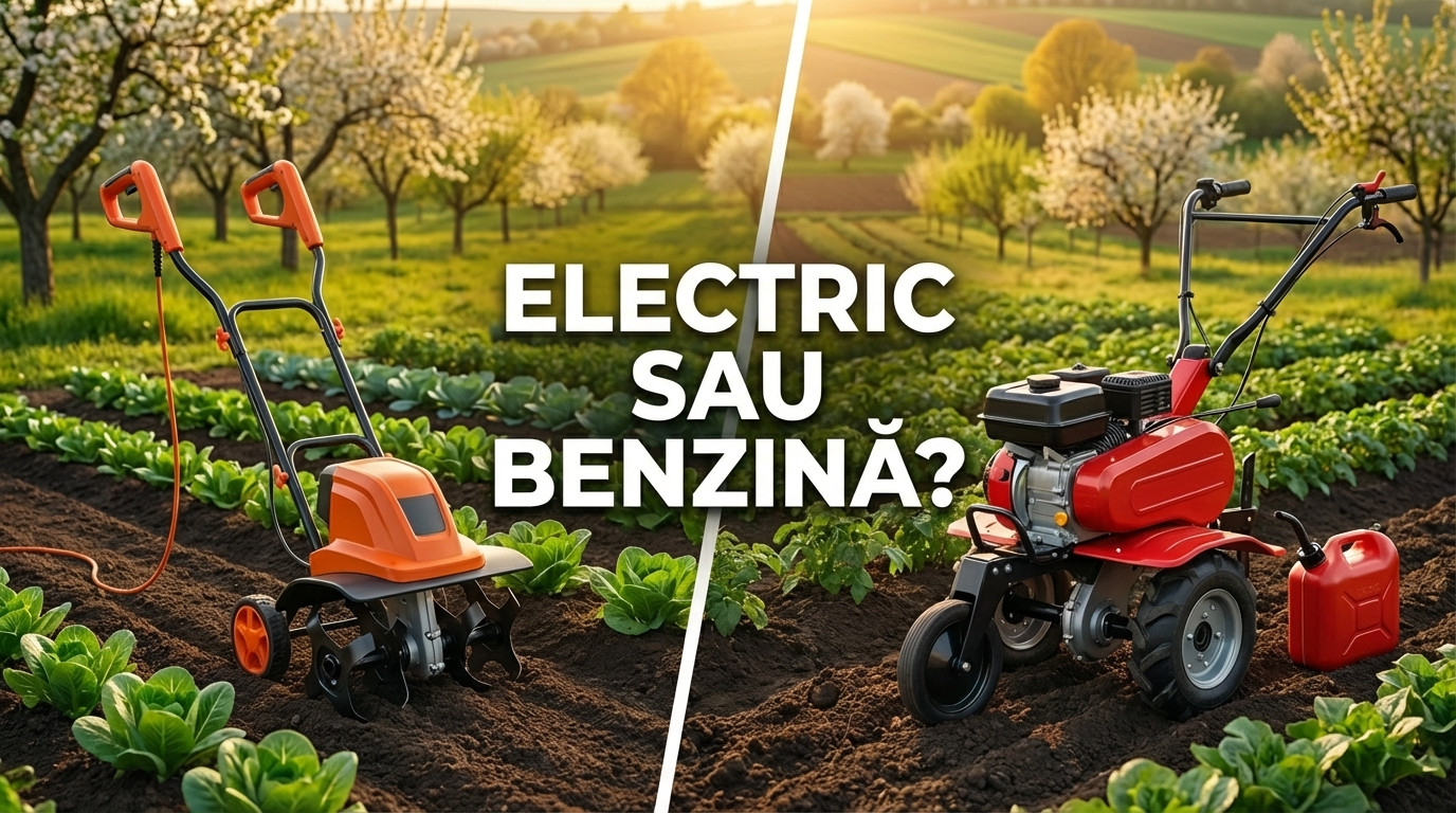 Vedere generală a lucrului cu un cultivator pe parcelă